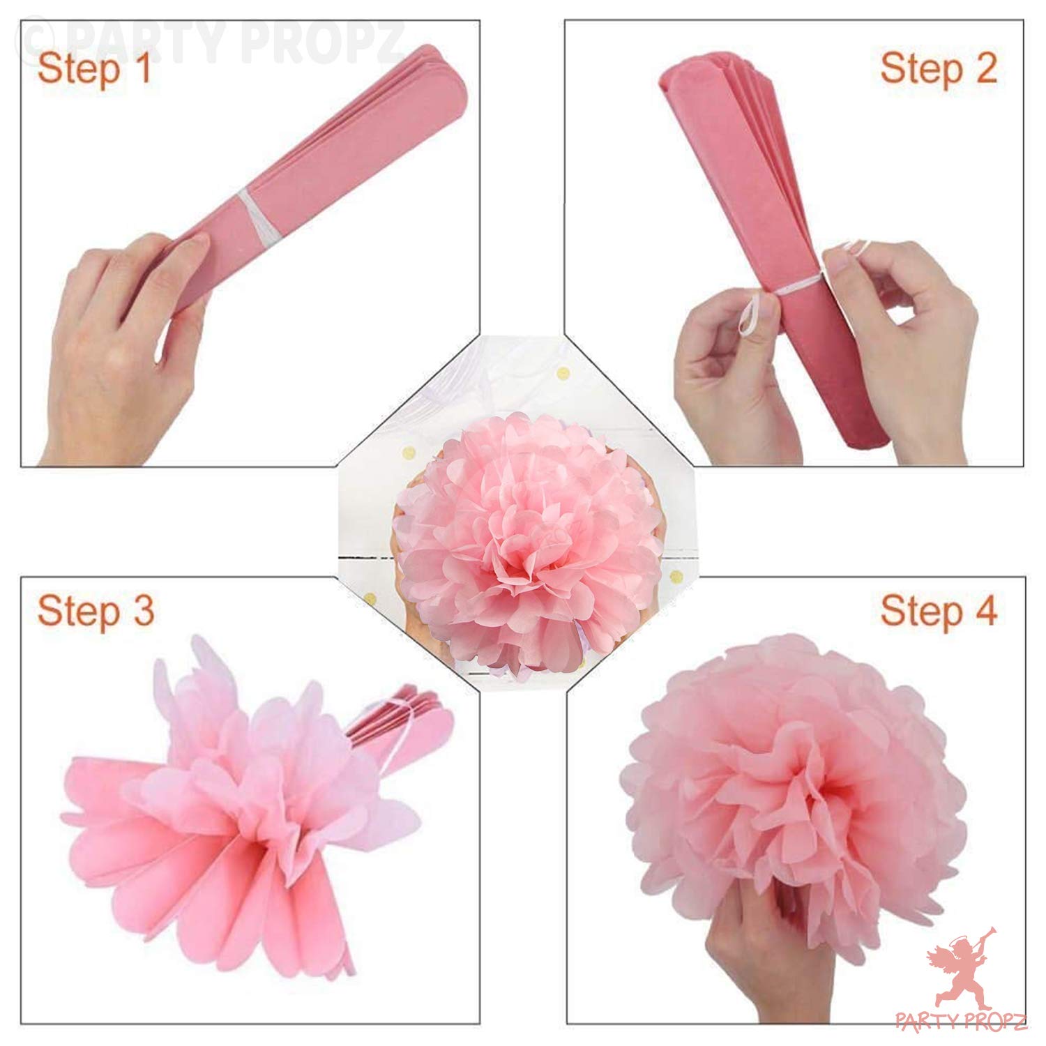 Party Propz Pom Pom for Birthday Decoration - 9 Pcs Birthday Decorations Items for Girls Pom Pom Decor | Paper Flower for Backdrop Decoration 1