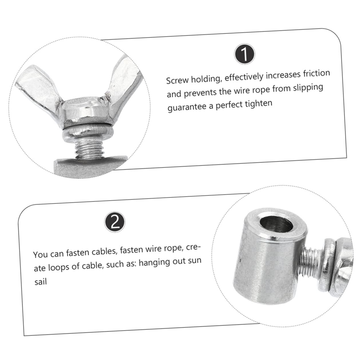 PLAFOPE 8pcs Wire Clamp for Wire Wire Curtain Hanging System Cable Clamp for Wire Rope Stainless Steel Garage Door Cable Silver