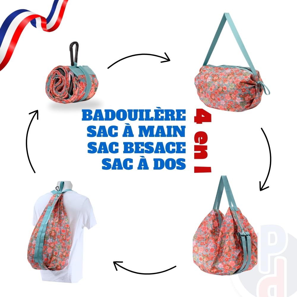 Sac à Dos Pliable & Voyage 40x30x15 – Bagage Cabine Avion Ryanair EasyJet – Sac 4 en 1 Modulable, Ultra Compact & Déperlant – Innovation Concours Lépine 2025 (Rose Bohème)