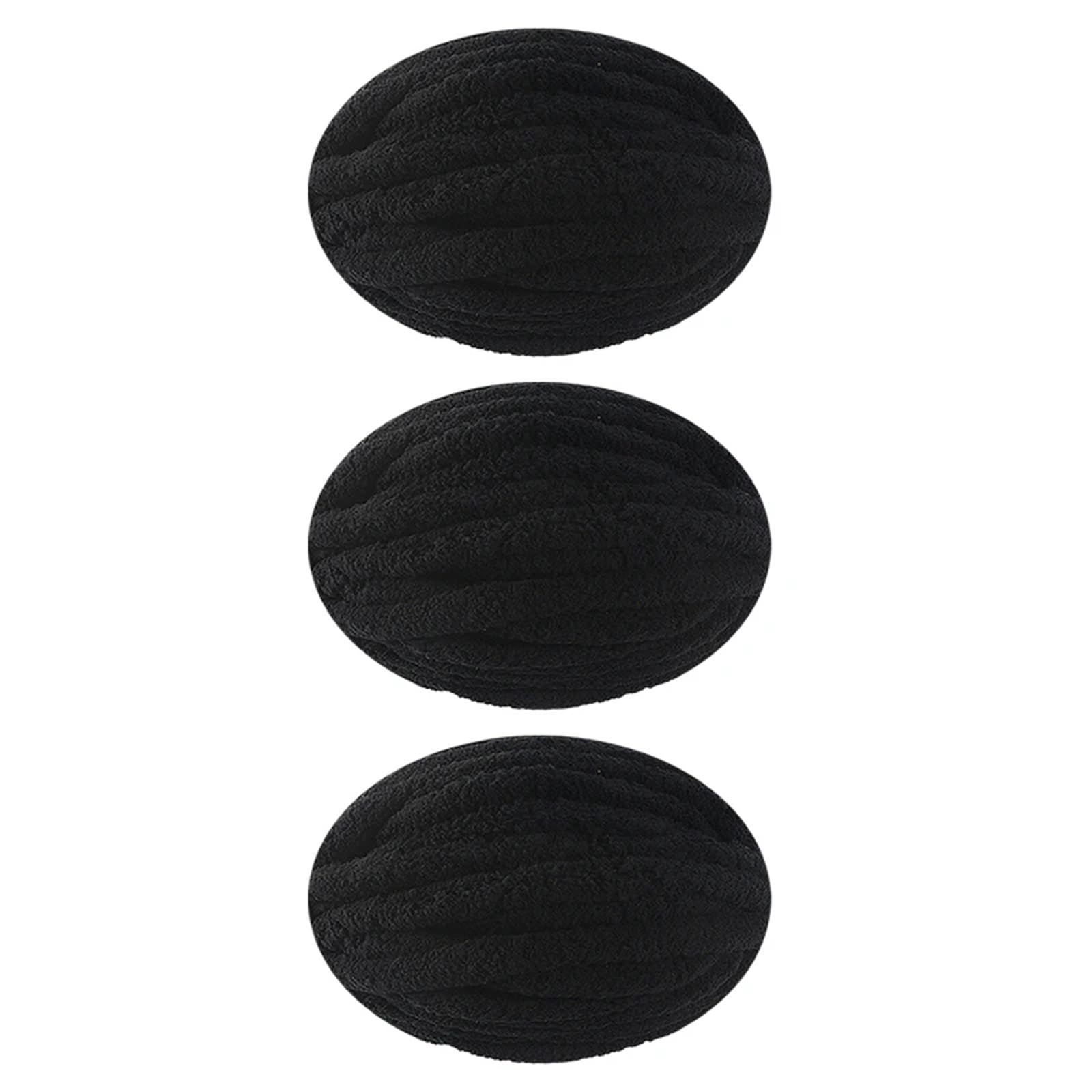 Lana Gruesa Para Crochet Set de 3 piezas de hilo grueso de chenilla como el terciopelo, ideal for tejer gorros, muñecas, guantes y mantas a bajo precio.(10 Black)