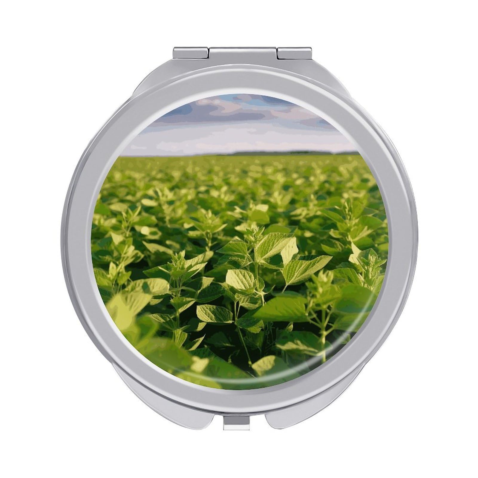 LDGSUPH Soybean Field Travel Makeup Mirrors Portable Compact Mirror Double-Sided 2X/1X Magnifying Folding Pocket Mirror Mini Round Handheld Mirrors for Home Outdoor