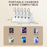 Vista 8 de Yoobao Estación de carga de banco de energía compartida, carga rápida de 10000 mAh con 5 cargadores portátiles, entrada de cable USB C integrado