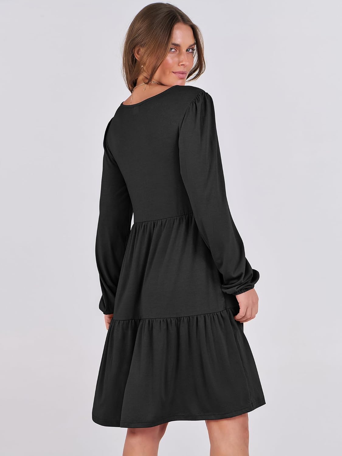 ANRABESS Womens Long Sleeve Dress 2026 Fall Casual V Neck Tiered Flowy Short Dresses Spring Beach Travel Vacation Clothes - Image 6