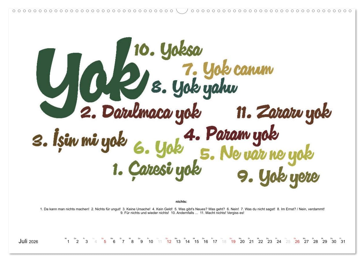 Smalltalk Sprachkalender Türkisch-Deutsch (hochwertiger Premium Wandkalender 2026 DIN A2 quer), Kunstdruck in Hochglanz: Über 200 Redewendungen für den Alltag (CALVENDO Wissen)