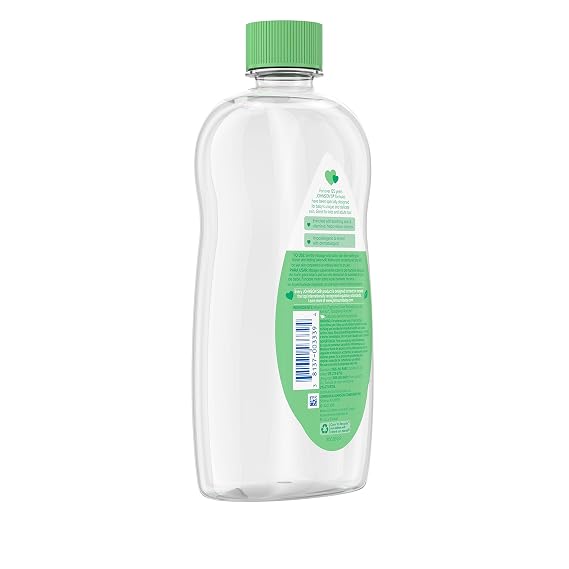 Johnson's Baby Oil, Mineral Oil with Aloe Vera & Vitamin E to help reduce Moisture Loss, Soothing, Moisturizing Baby Massage Oil, Baby Essentials, 20 fl. oz, 6 Pack