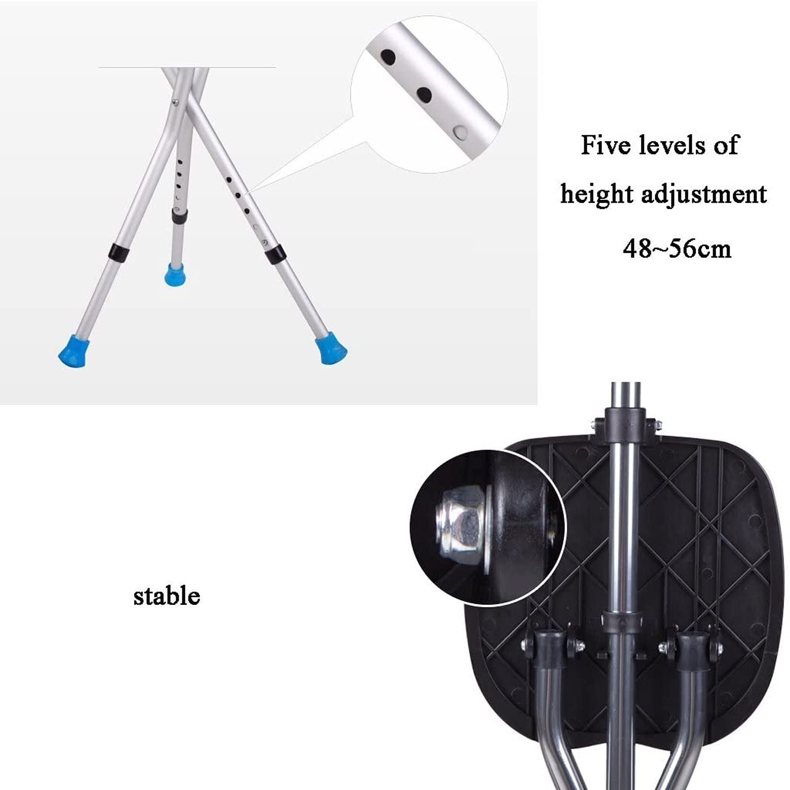 Bastón de bastón con asiento de silla, plegable, aluminio, altura ajustable, ayuda médica para discapacidad Bañones de asiento plegables, bastones para flexibilidad y duradera, base antideslizante