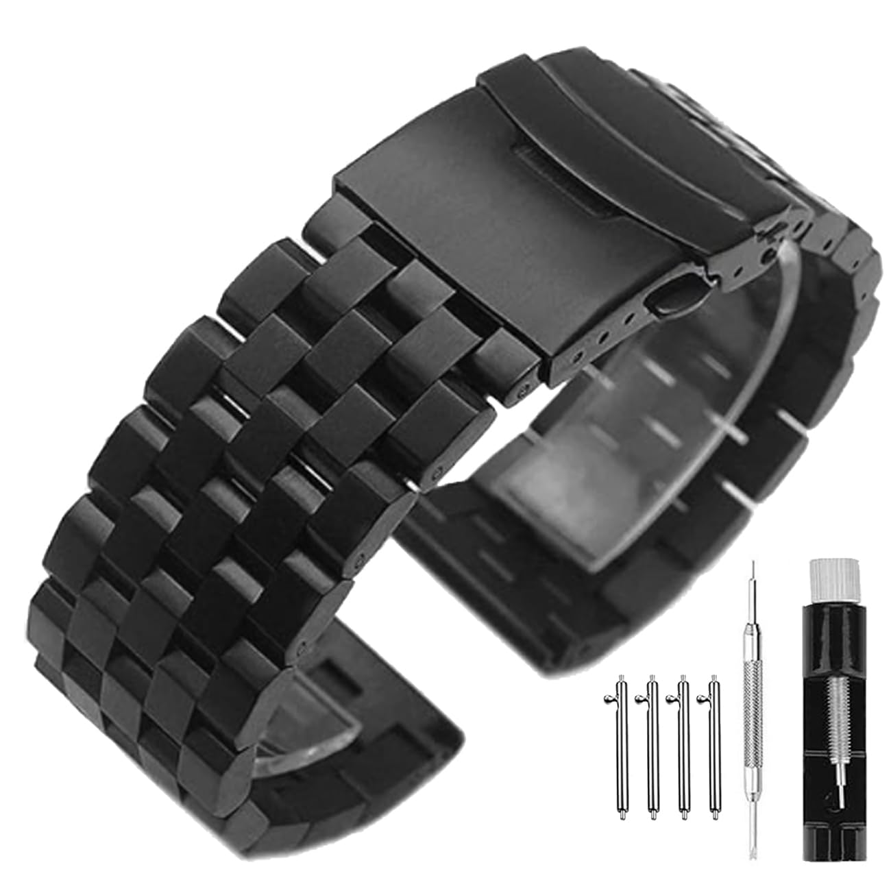 24mm 22mm 20mm 18mm Metal Watch Band Premium Solid Stainless Steel Watch Bracelet Straps for Men Women Blue/Black/Silver