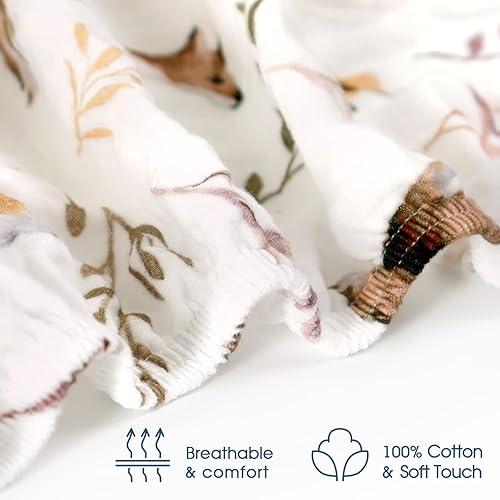 Miniatura 6 de GRSSDER Juego de 1 sábana de muselina suave para cuna, 100% algodón para niños y niñas, se adapta a colchones estándar de cuna de 52 x 28 pulgadas,