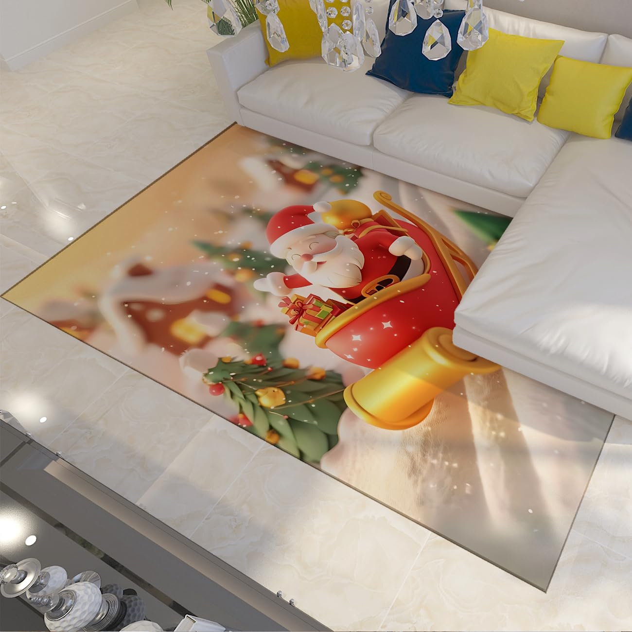 Tapis Père Noël mignon 3D tapis moderne antidérapant lavable 60x120