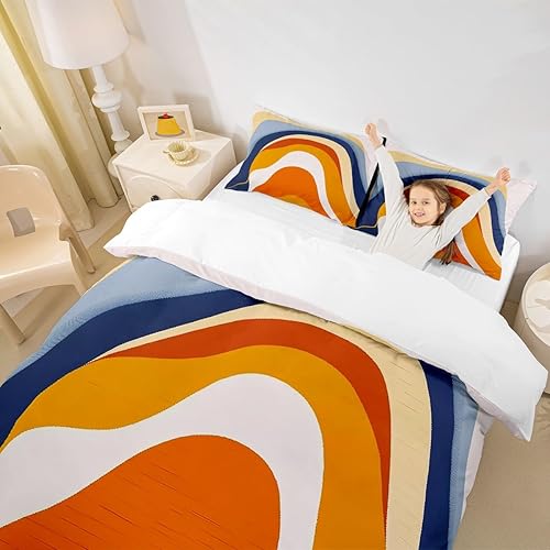 Miniatura 3 de Erosebridal Juego de ropa de cama moderno minimalista tamaño Queen, funda de edredón abstracta estética a rayas geométricas, juego de cama con