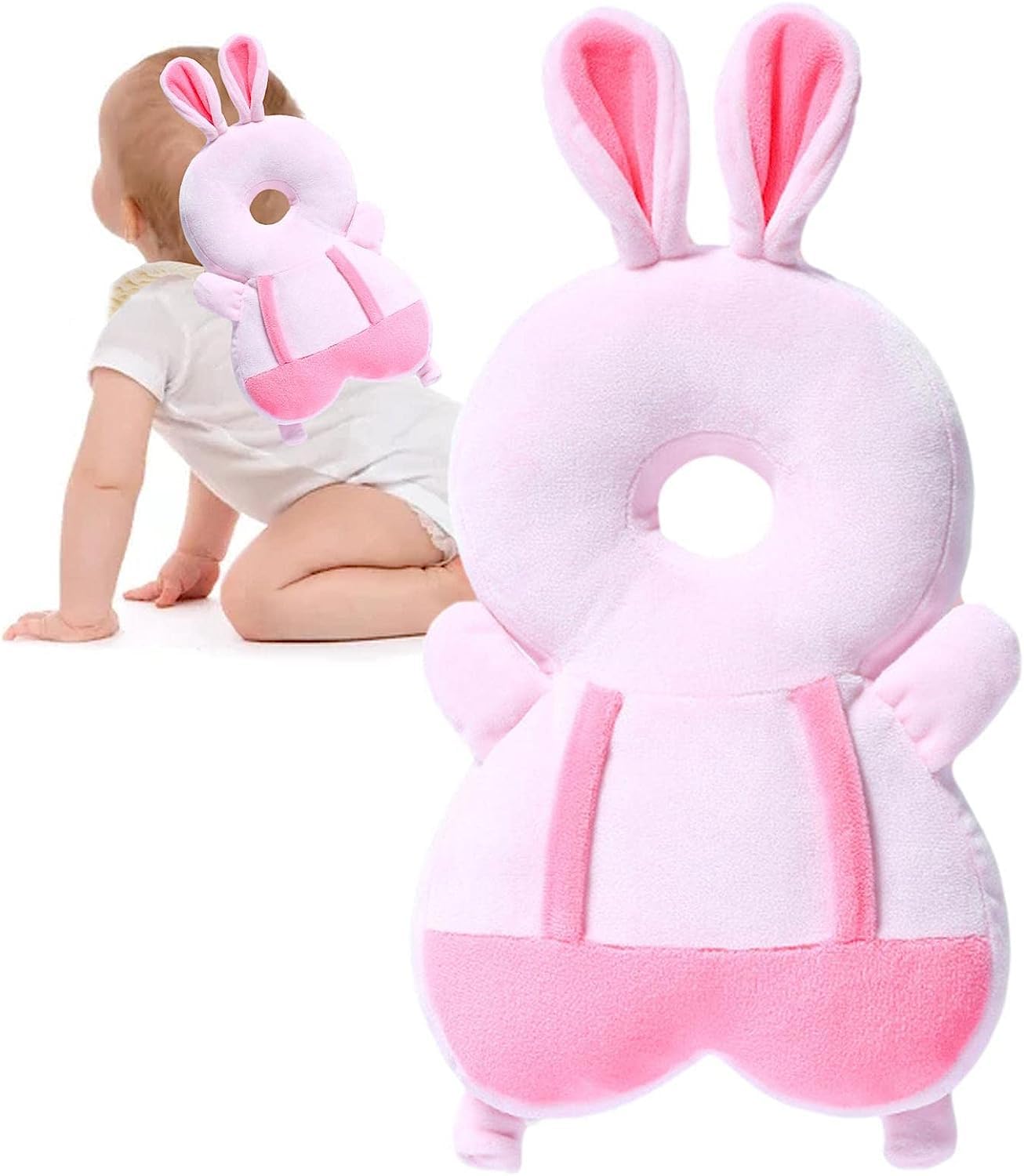 Baby Head Protector Backpack for Walking, Adjustable Toddler Baby Cushion Pads for Head & Back Protection Safety Pads, Fit for 6-24 Months Toddler Kid Walking (Rabbit A)