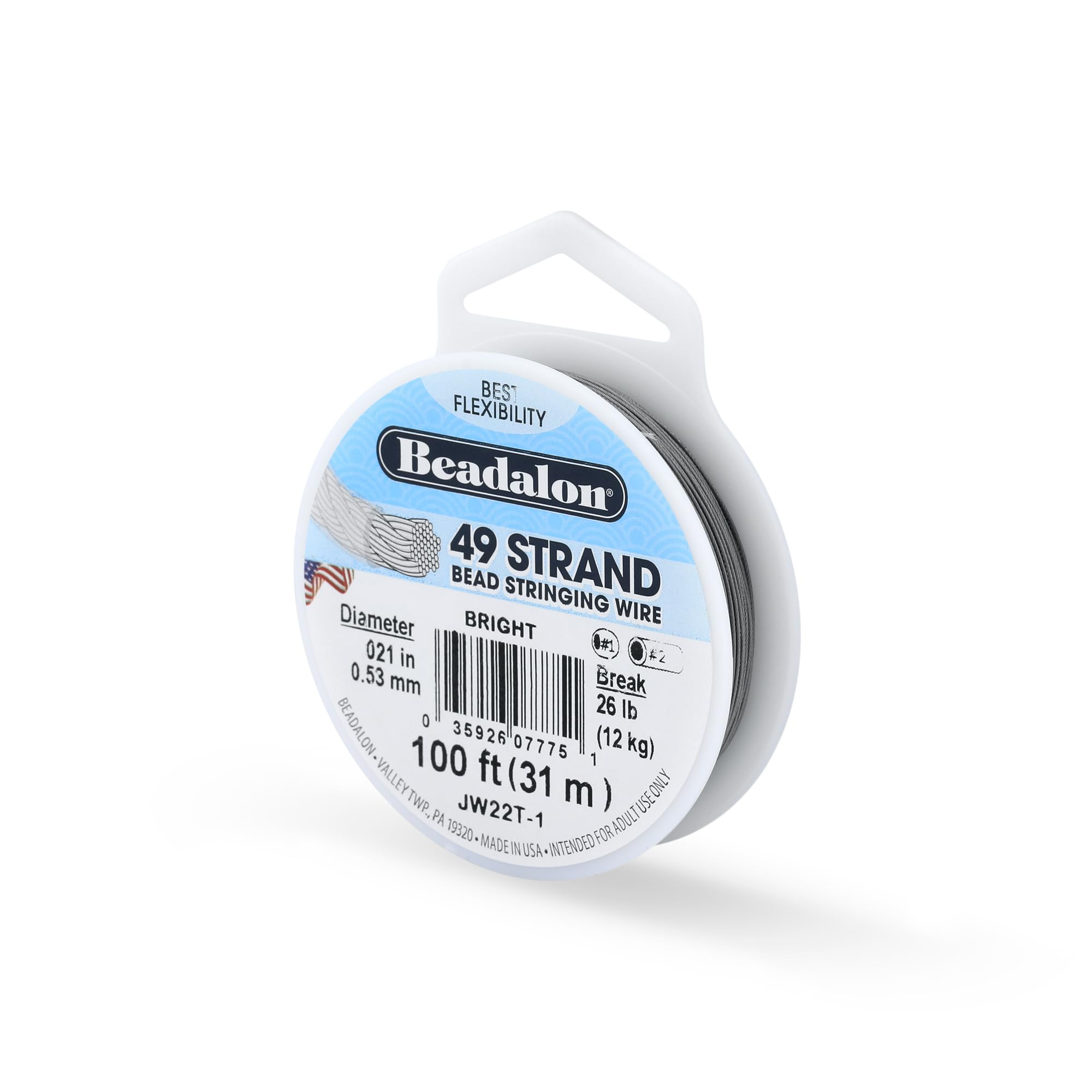 Fil 49 brins Beadalon 0,53 mm, le câble en acier brillant haut de gamme