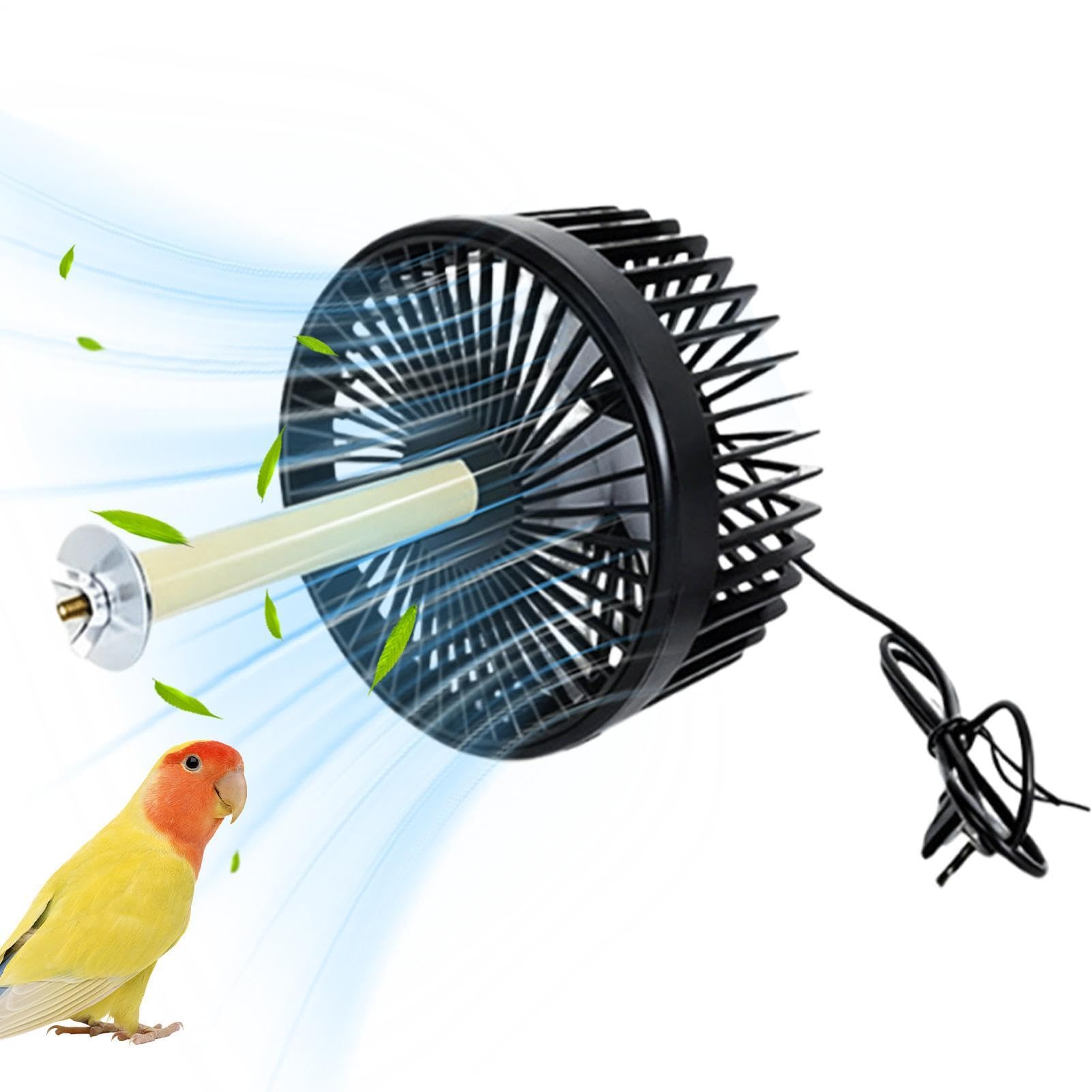 Ventilatore per Gabbie Cani 2 Velocità Flusso d'Aria Indiretto Silenzioso | Ventilatore Rinfrescante da Gabbia Pappagalli per Calopsitte, Gatti, Pappagalli, Loricheti, Inseparabili, Conuri, Canari