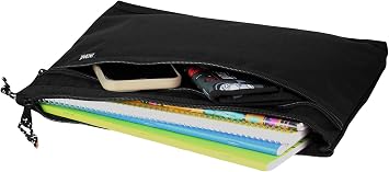 JACBAG Dual Zip Folder - Two Compartment File Bag A4 (Black)