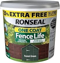 Ronseal RSLFLFGN4LAV One Coat Fence Life Forest Green New 4 Litre +25%