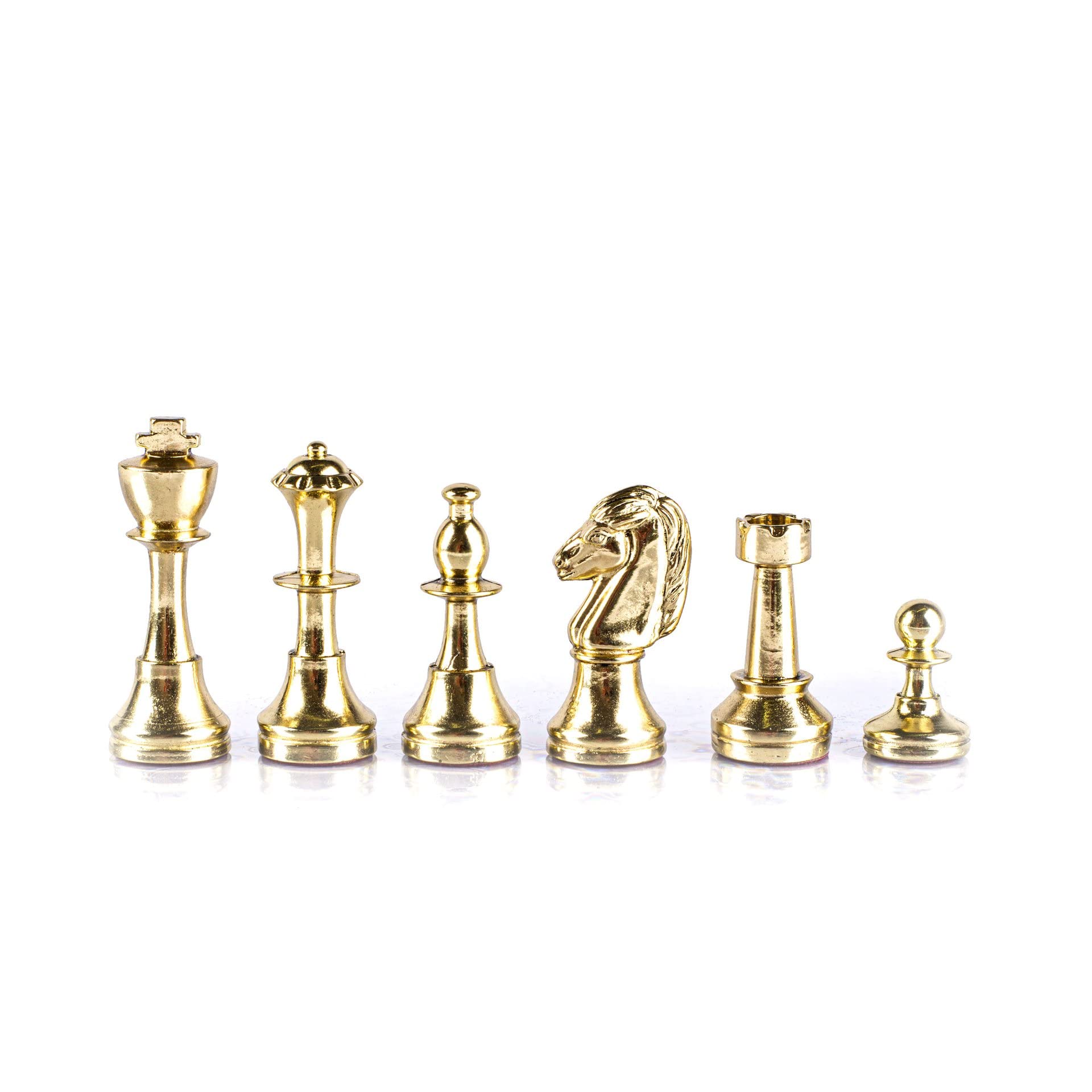 Manopoulos Jeu d'échecs Staunton classique en métal - Pions en laiton nickel - Échiquier marron - 2 joueurs - À partir de 16 ans