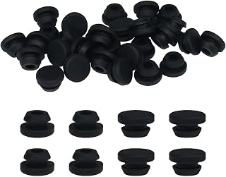 Tugermoola 30PCS 1/4" Rubber Plugs for Round Holes Silicone Hole Plug Filler Door Screw Hole Plugs Black 6mm
