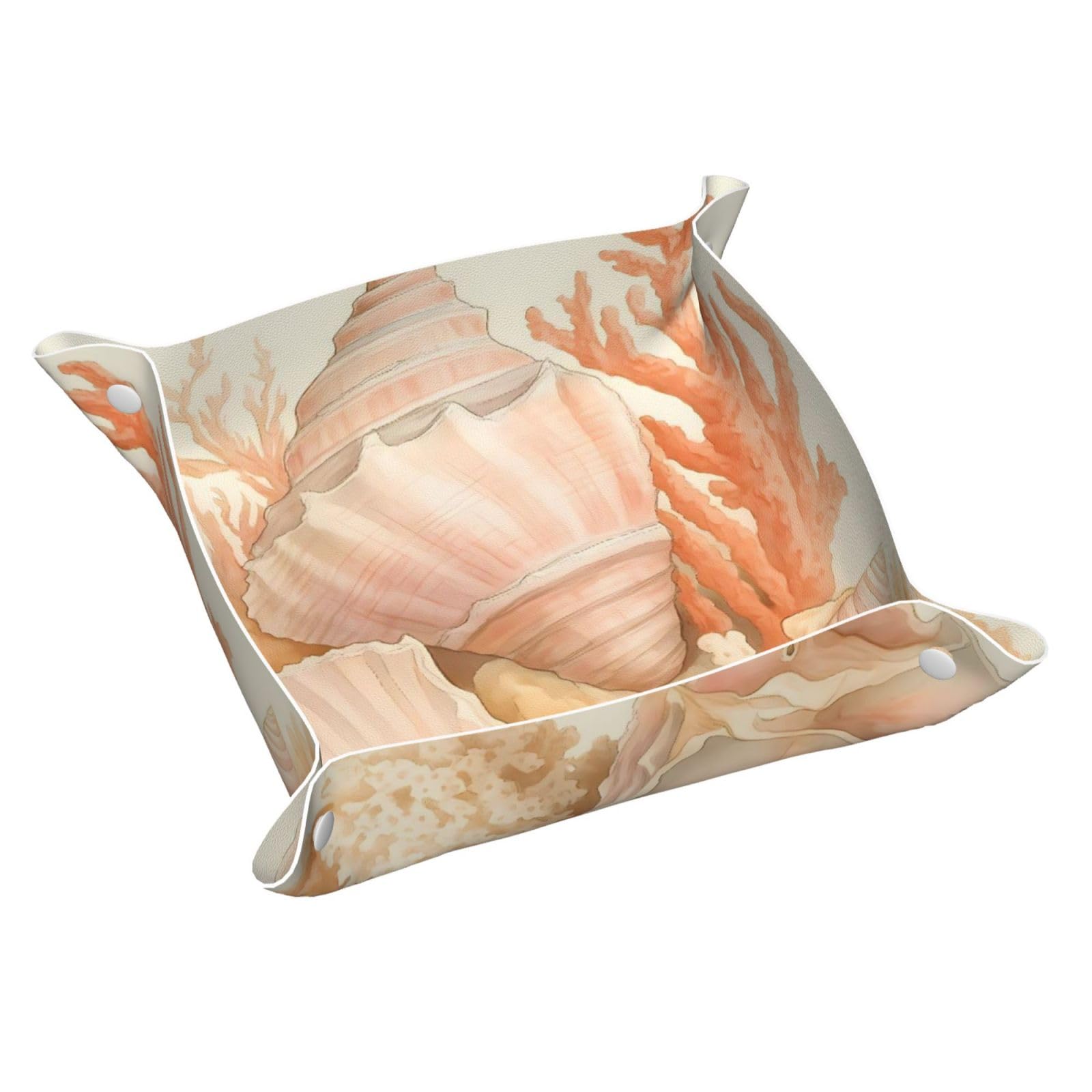 HLBSDM Seashell & Coral Tray Men's Leather Valet Parking Portable Entrance Trays Bedside Storage Box