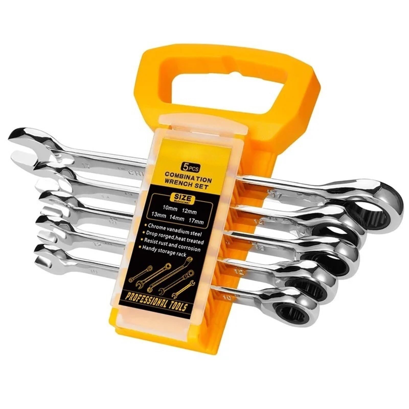 ZGUOUZANTYE Ratcheting Wrench Set, Ratchet Wrenches Chrome Vanadium Steel Ratcheting Wrench Set with Metric 72-Tooth Box End and Open Standard(5pcs(10-17))