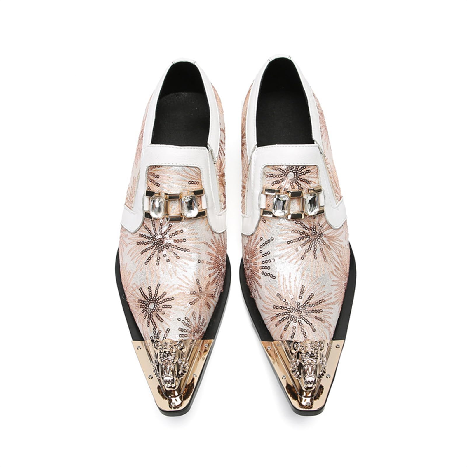 Chaussures en cuir verni à enfiler pour hommes, chaussures Oxford décontractées, mocassin à paillettes, chaussures pour hommes, chaussures Parker pointues
