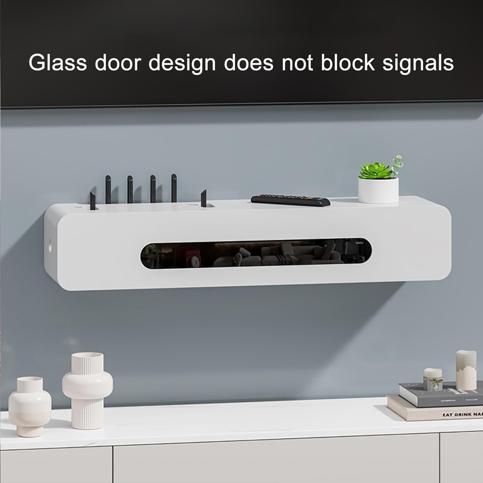 Boîtier Mural pour routeur WiFi, Panier de Rangement pour routeur, Meuble multimédia pour la Maison et Le Bureau, Aufbewahrungsbox Drahtlos(Nero,100cm/39.4in)