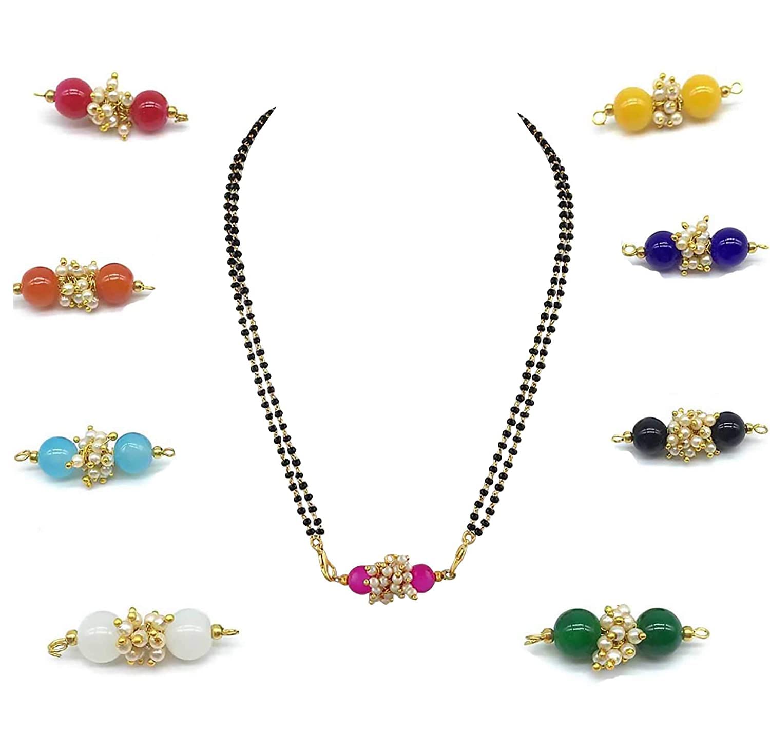 TGK Latest Fashionable and Traditional Gold Finish Navratri Special Mangalsutra Design With Changeable Pendent 9 Colors/Locket Combo Set for Women (B084LFQMGM) Amazon Price History, Amazon Price Tracker