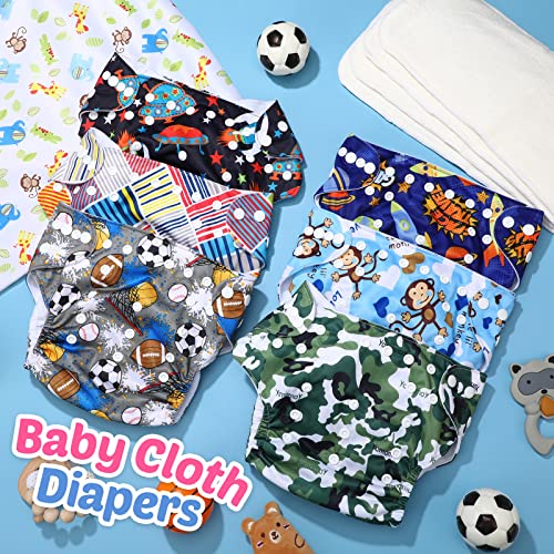28 Pieces Baby Cloth Diaper With Bamboo Inserts 1 Wet Bag Reusable Washable Baby Cloth Pocket Diapers Adjustable Cloth Diapers For Boys Newborn Toddler #TOP3