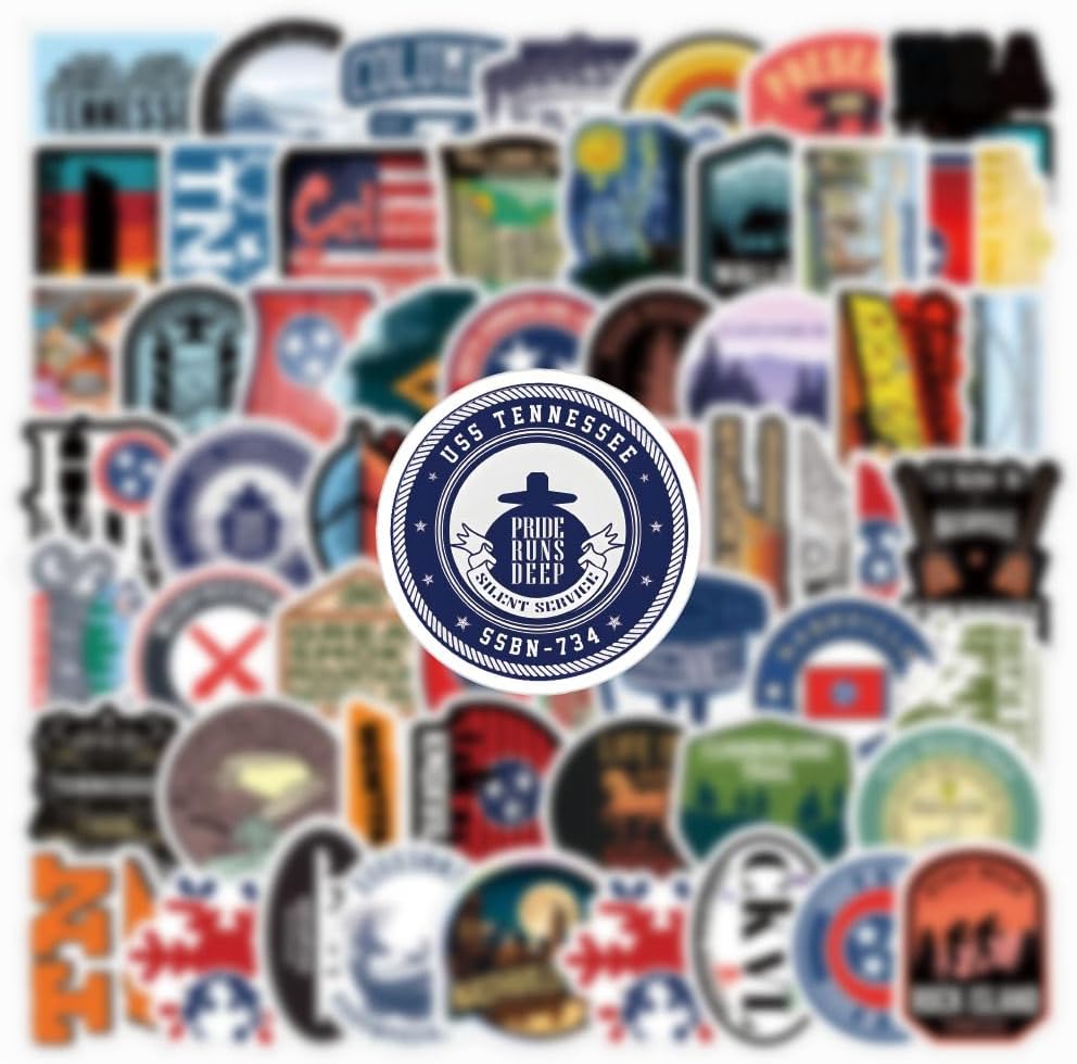 62Pcs Tennessee Sticker Kawaii Travel Waterproof Pack | Vsco City Cool Deacls Graffiti Stickers Vinyl for Water Bottle Skateboard Luggage Laptop Computer Phone - Image 5