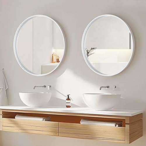 Miniatura 57 de WallBeyond Espejo redondo de madera de 24 pulgadas, espejo de pared circular para baño, espejo de pared redondo para decoración de pared, tocador