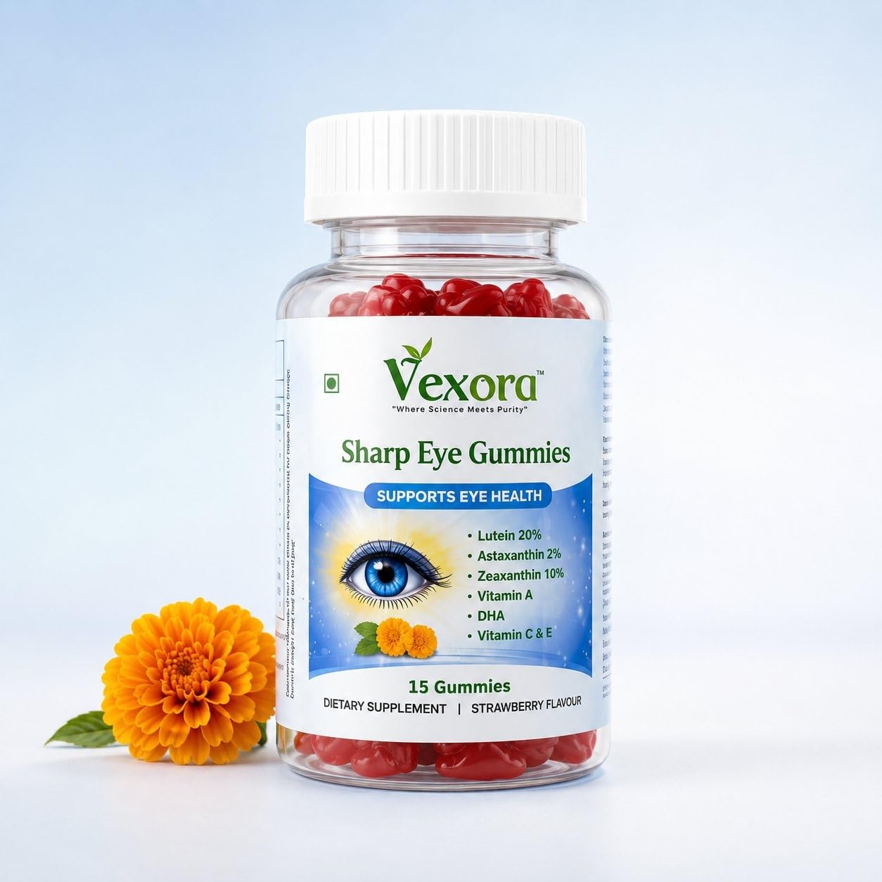 Sharp Eye Gummies | Lutein 10mg + Astaxanthin + DHA + Zeaxanthin | Blue Light & Screen Protection | Vitamin A, C & E | Vegan, Gelatin Free, | 15 Gummies-image-39