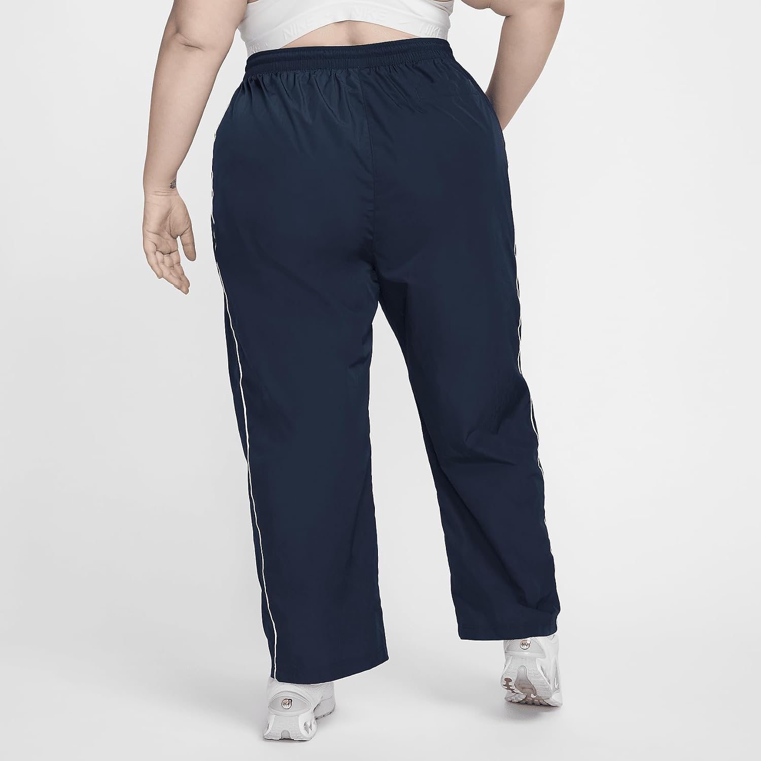 Nike Windrunner Women's High-Waisted Woven Open-Hem Pants (Plus Size) (FV7657-478, Armory Navy/White) Size 2X
