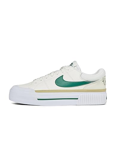 Nike Women's Court Legacy Lift Shoes - 8 - Sail/Evergreen Aura/White/Team Gold