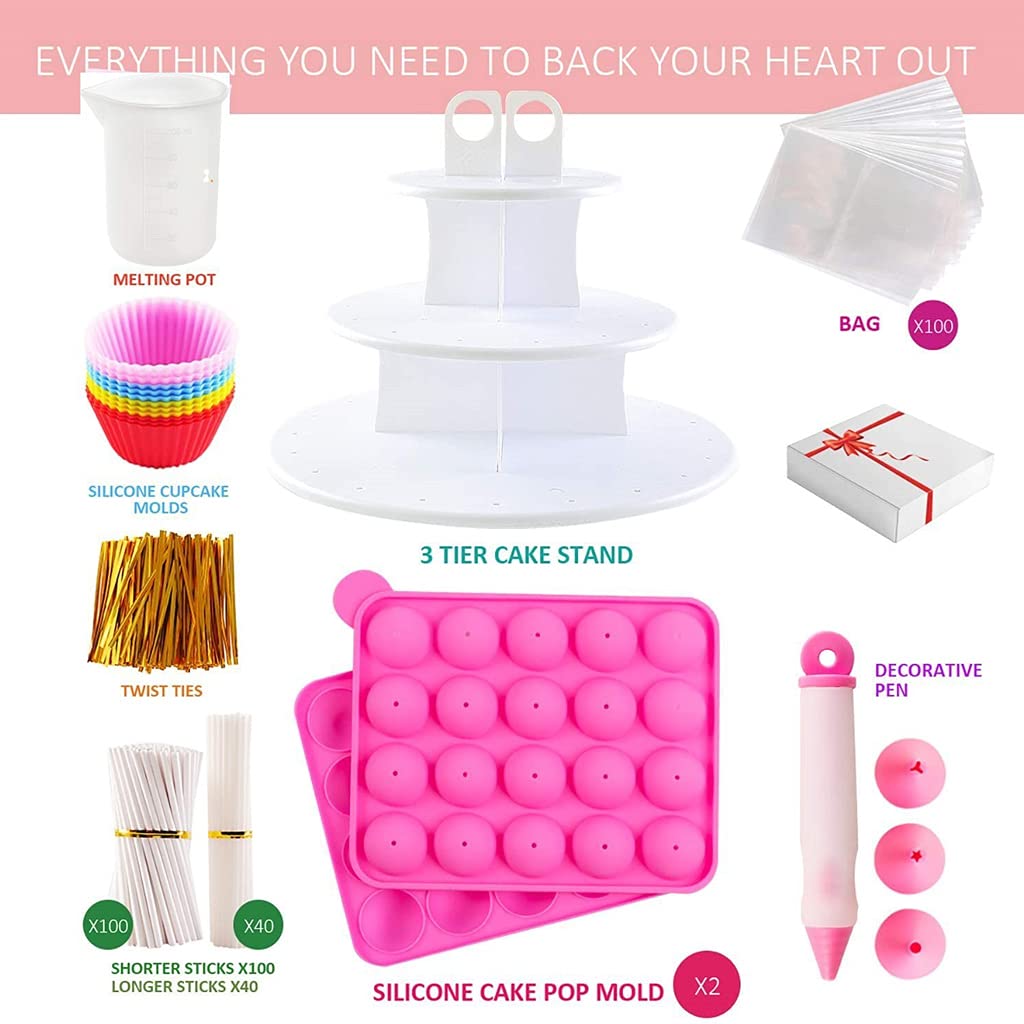 Generisch Kuchen für Pop Maker Set, Silikonform Sets, Dekorationsstift mit 4 Spritztüllen, Backen, einfach zu verwenden, kostengünstig und wiederverwendbar, Cake Pop Backzubehör