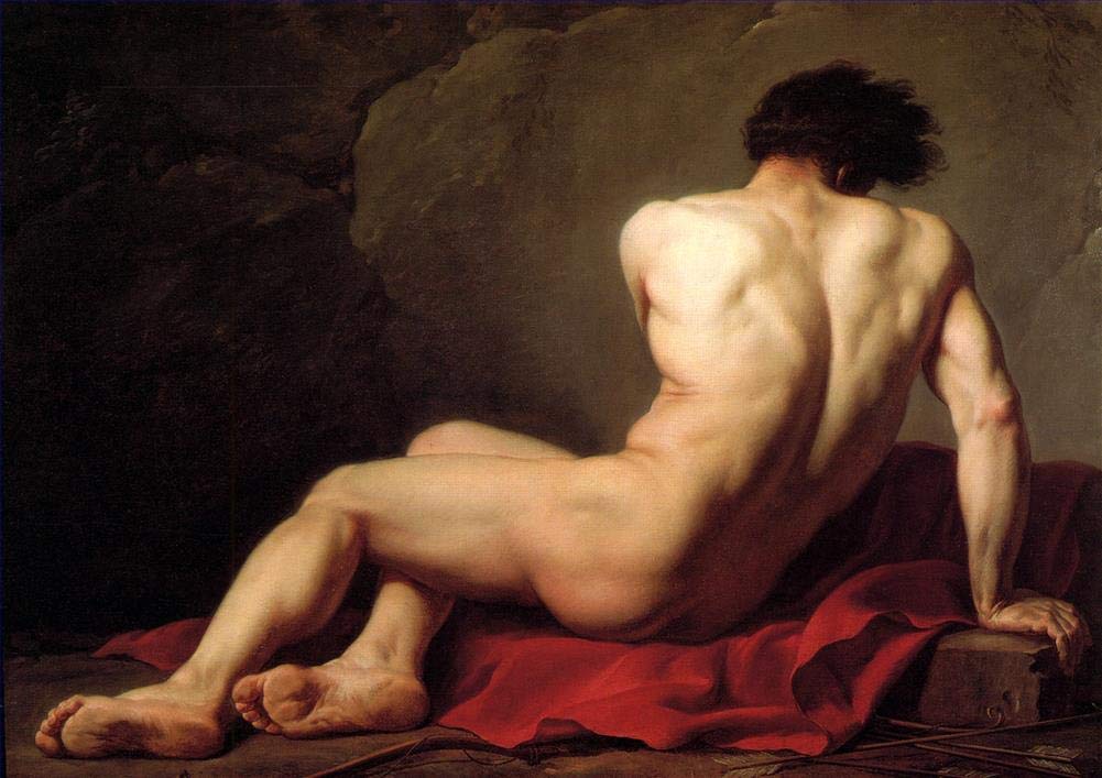Famous Oil Painting - Male Nude known as Patroclus nude - Handmade Art Paintings on Canvas -07, £70-£1500 Hand Painted by Art Academies' Teachers