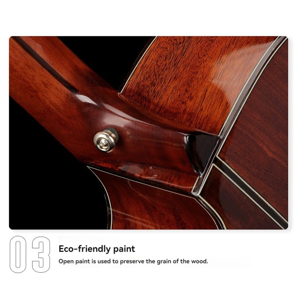 La chitarra folk ByErz da 41 pollici in abete rosso con impiallacciatura singola con design unico del modello della tastiera e superficie originale color legno è adatta for esercitarsi e suonare, prin