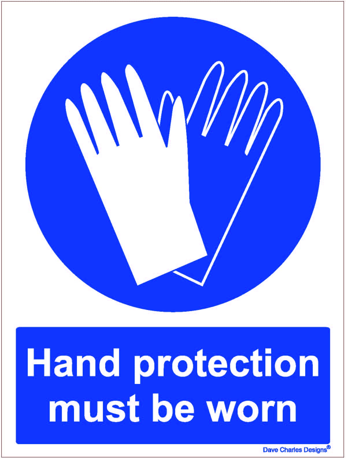 Hand Protection Must be Worn Sign - Self Adhesive Vinyl Sticker A5 150mm x 200mm The clearest Health and safety signs