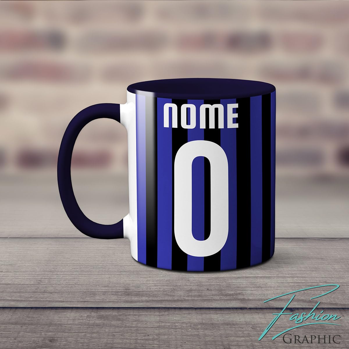 Personalizzata Tazza in Ceramica Tifosi Ultras Squadra Mug con Nome e Numero Nerazzurro Blu