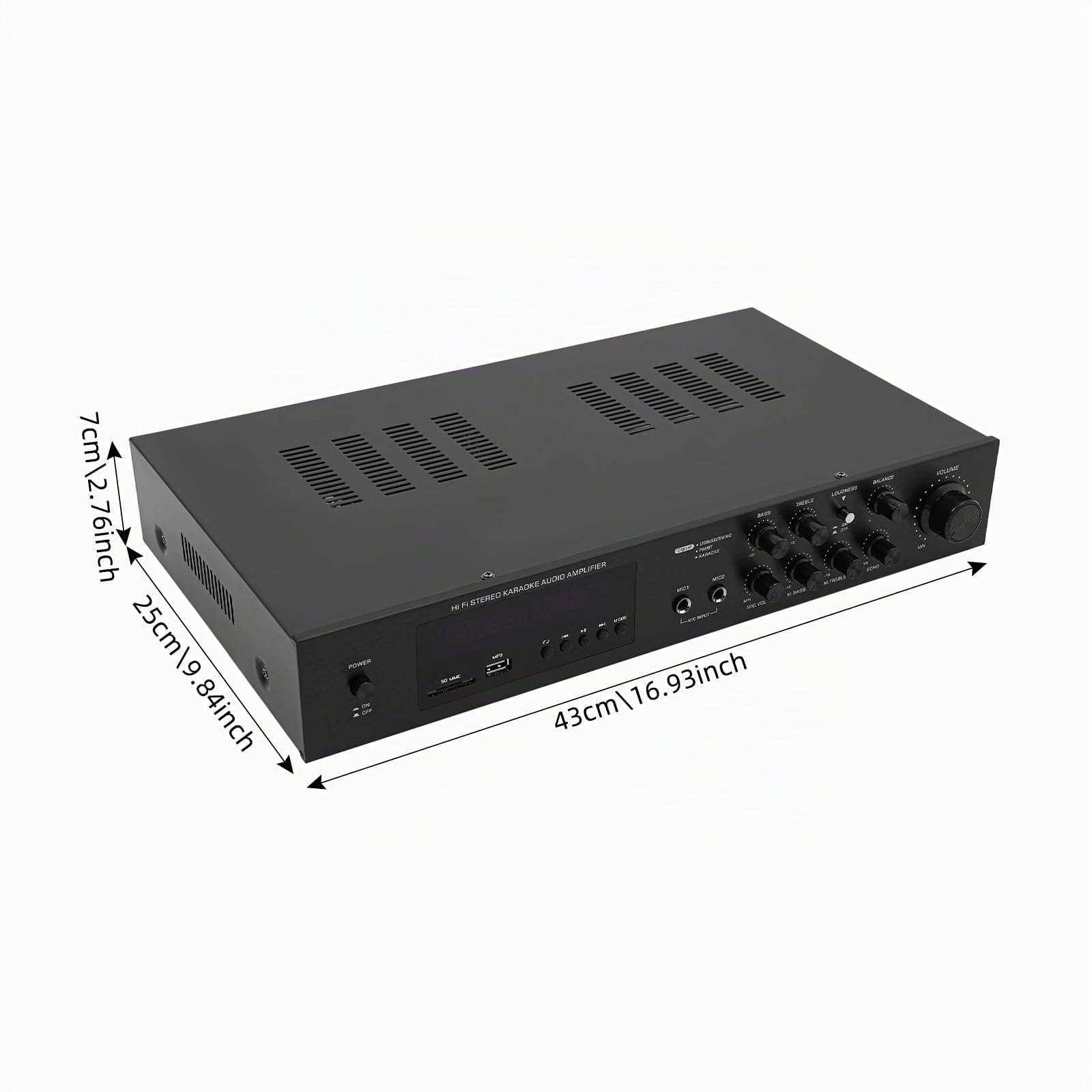 Amplificador Bluetooth de 600 W con mando a distancia, 5.1 canales, para cine en casa, karaoke, compatible con SD/USB/RCA/AUX/MP3 y radio FM, con pantalla LED
