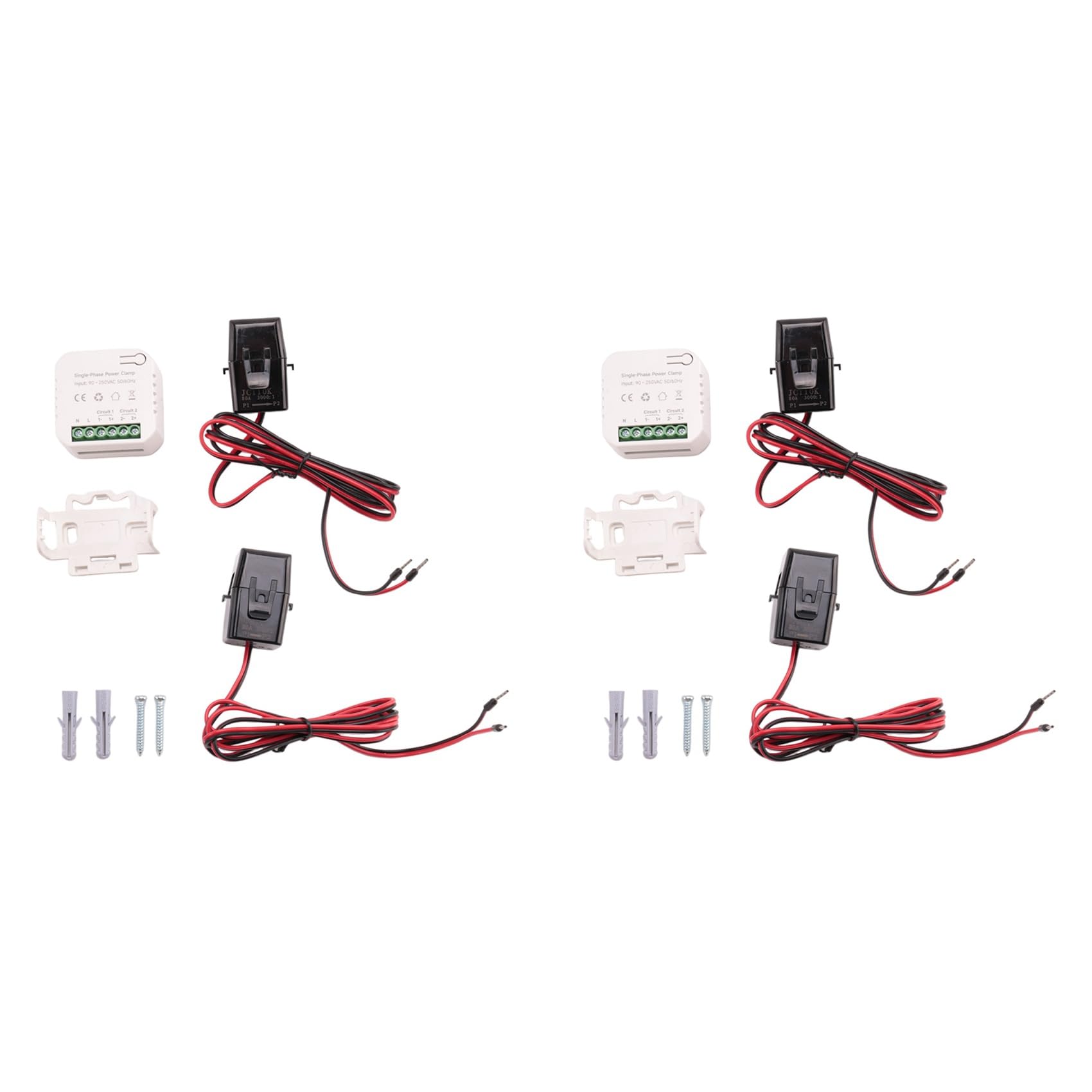Jnchdghwa White 2X Tuya Smart Wifi Meter 80A With Current Transformer Clamp Kwh Power Monitor Electricity Statistics 90-250V(2Ct)