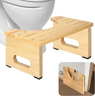 Foldable Toilet Stool, 7 Inch Portable Squatting Posture Poop Stool with Anti-Slip Feet, Bathroom Stool to Improve Bowel M...