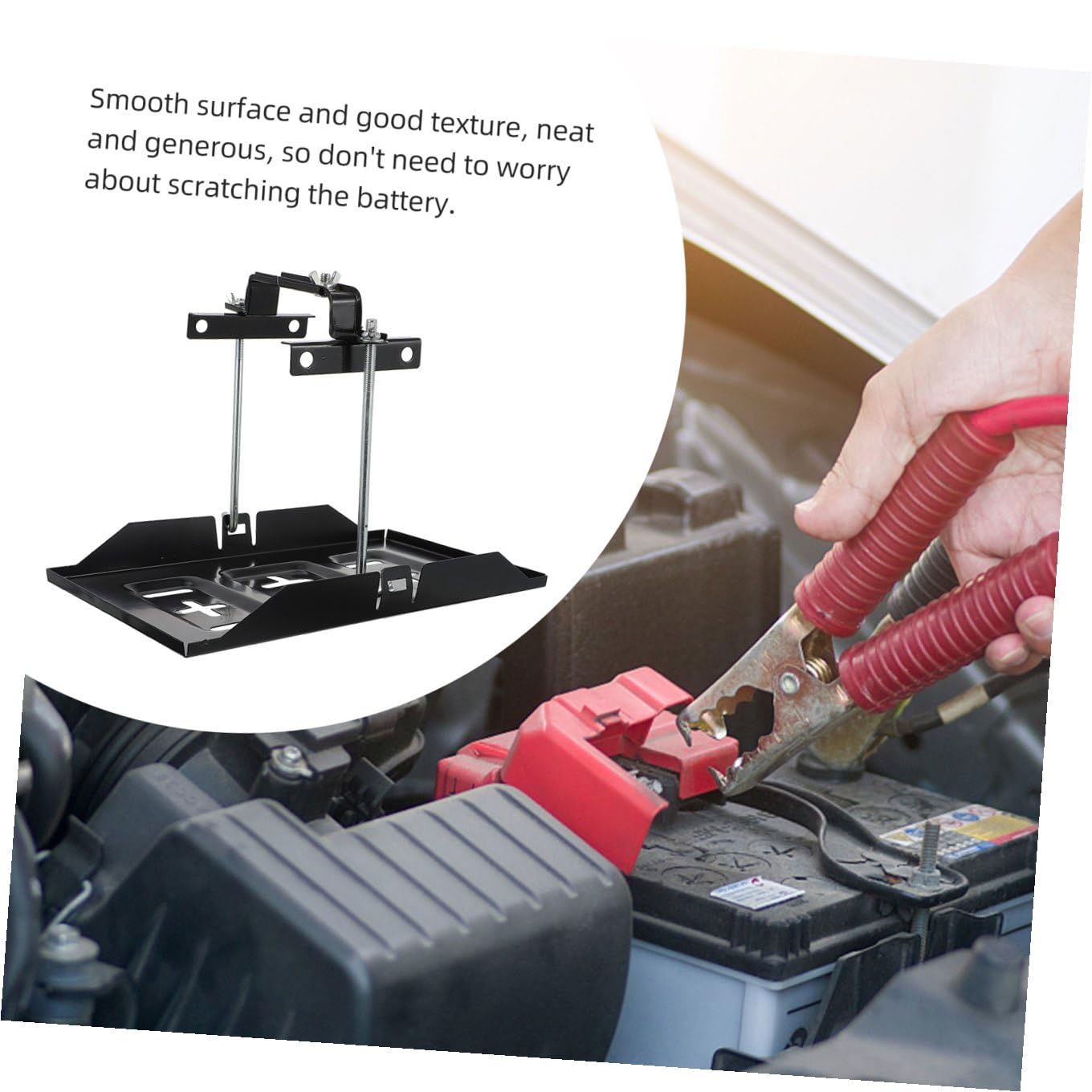 Support de Batterie de Voiture en Fer Noir 1 Set