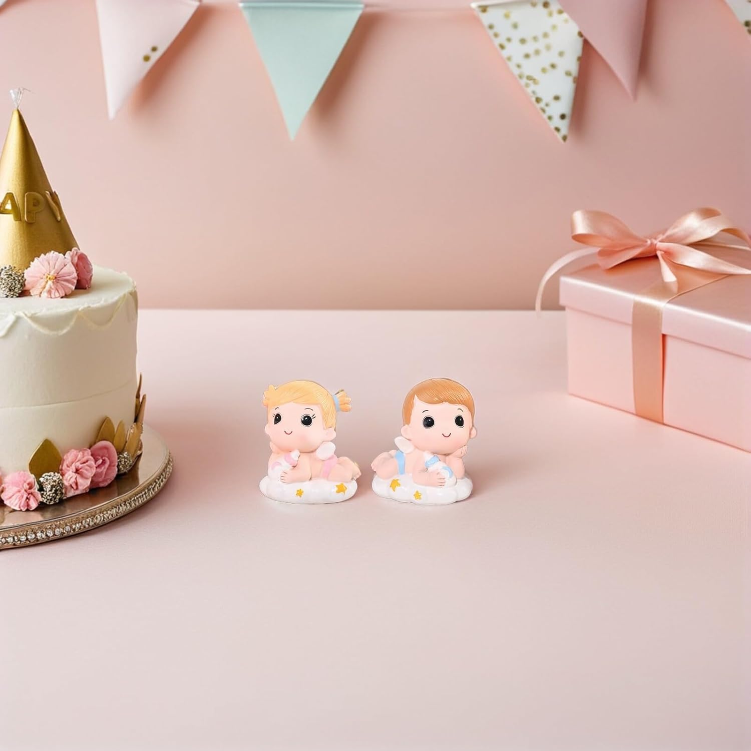 Baby Cake Topper Resin Ornaments 2.5 Inch Figurines Birthday Cake Decoration for Newborn and First Birthday Party