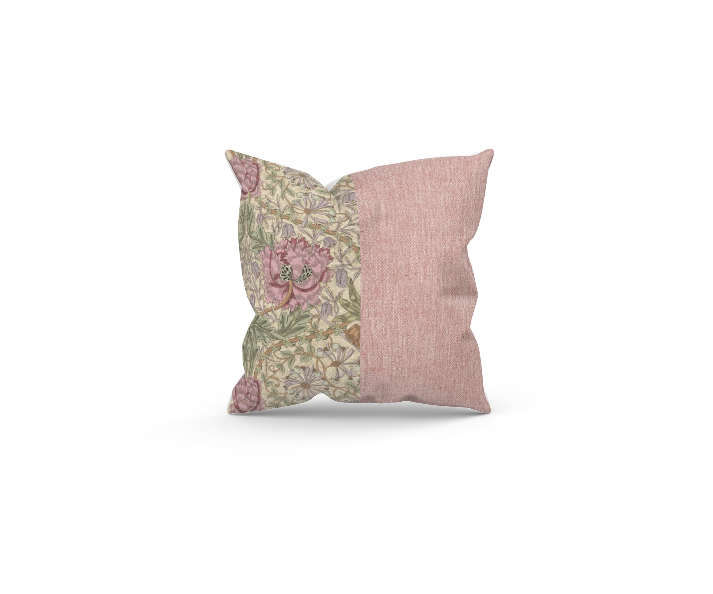Kushade Pink William Morris Half Honeysuckle Rose Half Oslo Perfume 43Cm X 43Cm Cushion Cover Only