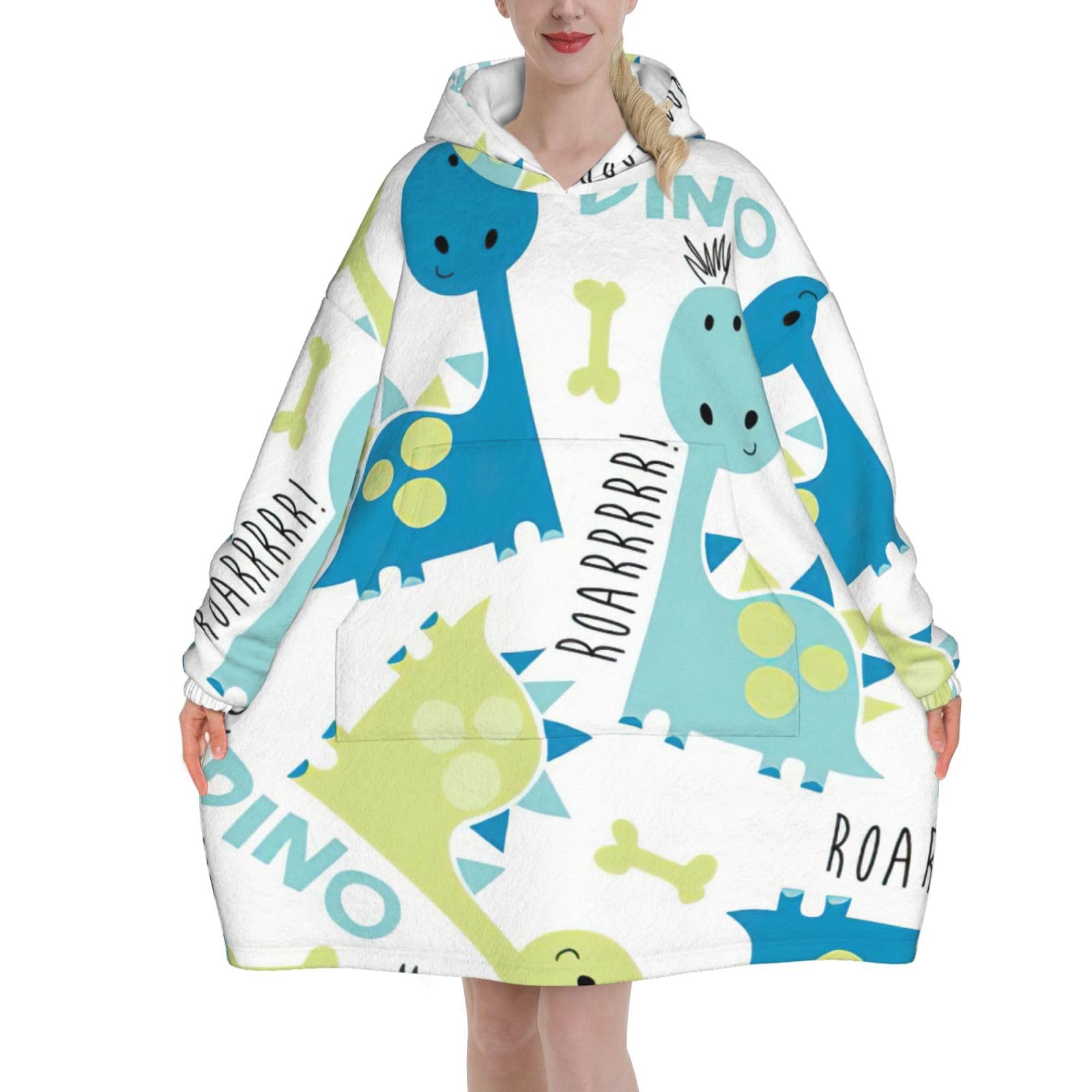 Couverture à capuche dinosaure chaude et confortable avec manches pour l'hiver - 8