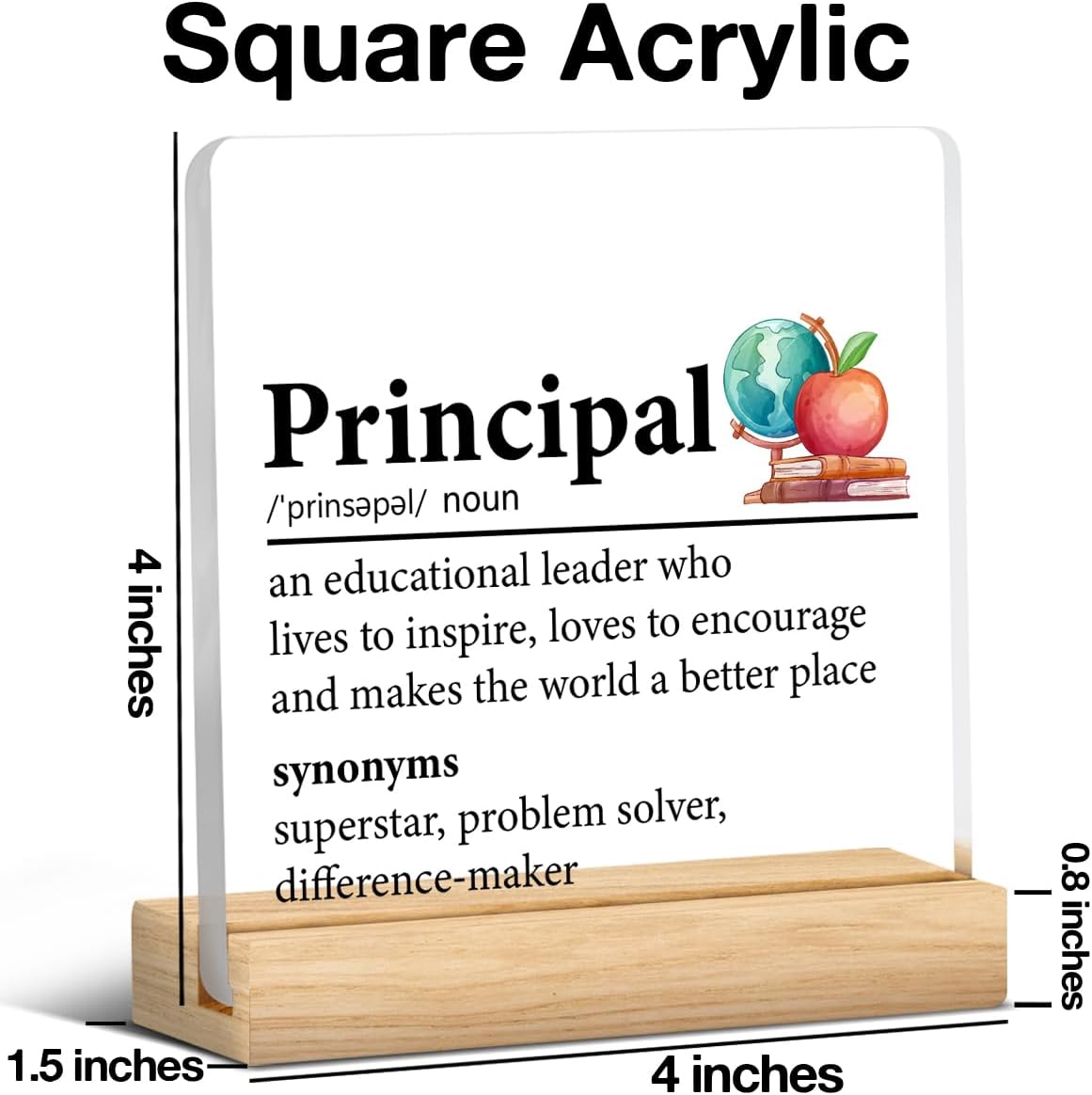 Principal Appreciation Gift for Men Women, Principal Gifts for Birthday Teacher's Day Christmas Acrylic Plaque Sign Home Office Desk Decor (4 x 4 Inches) - Image 2
