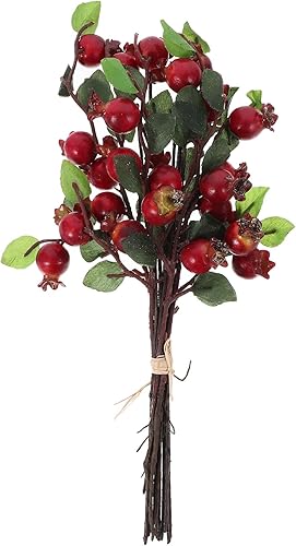 HEALLILY Grupo de 5 bayas de granada ramo floral flores artificiales bayas de granada ramas bayas artificiales de rosa mosqueta simulación fruta de