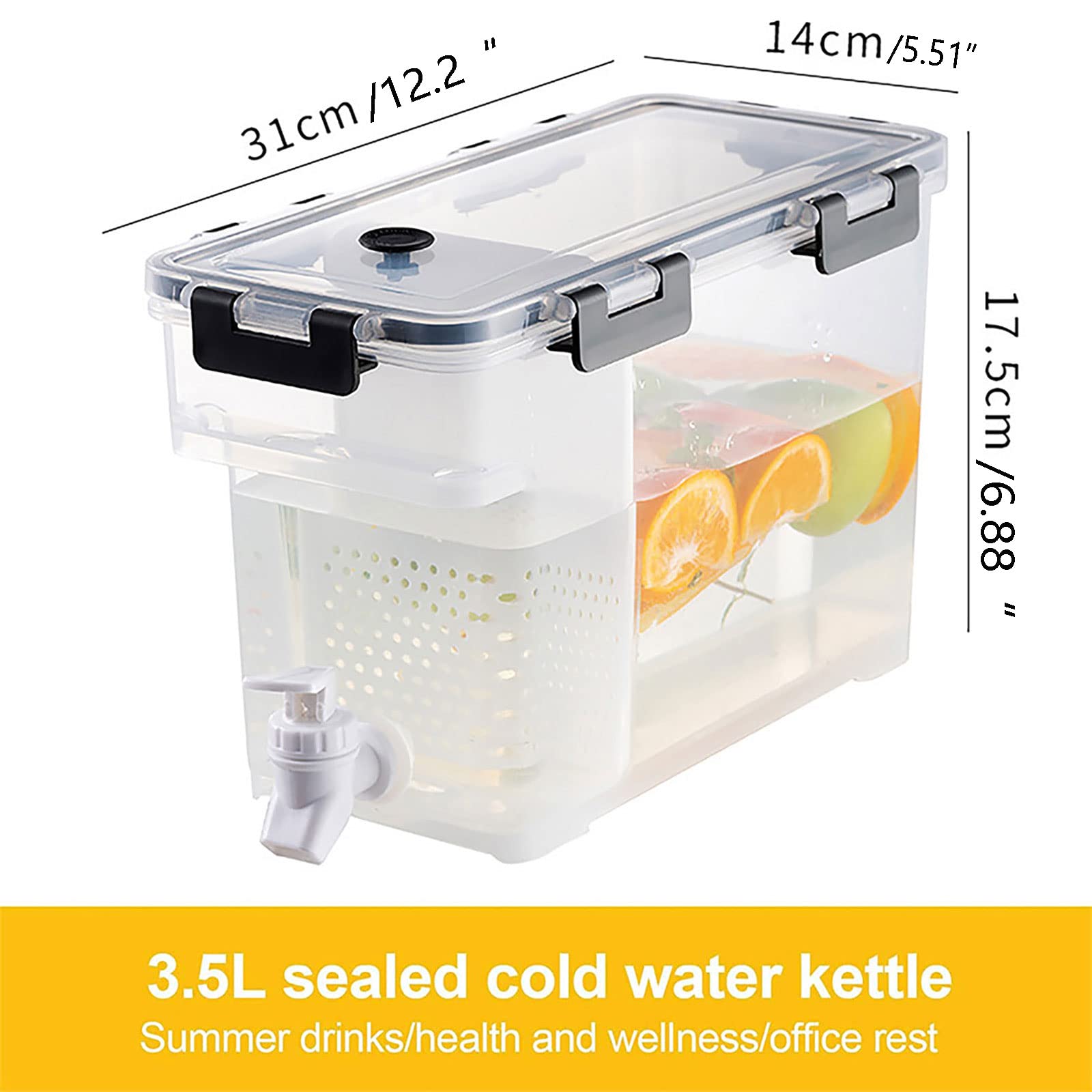 ZR98US Drink Dispenser 3.5L Cold Kettle with Faucet Refrigerator Beverage Container Filter Drink Dispenser Water Jug Ice Teapot with Tap Easy Dispensing
