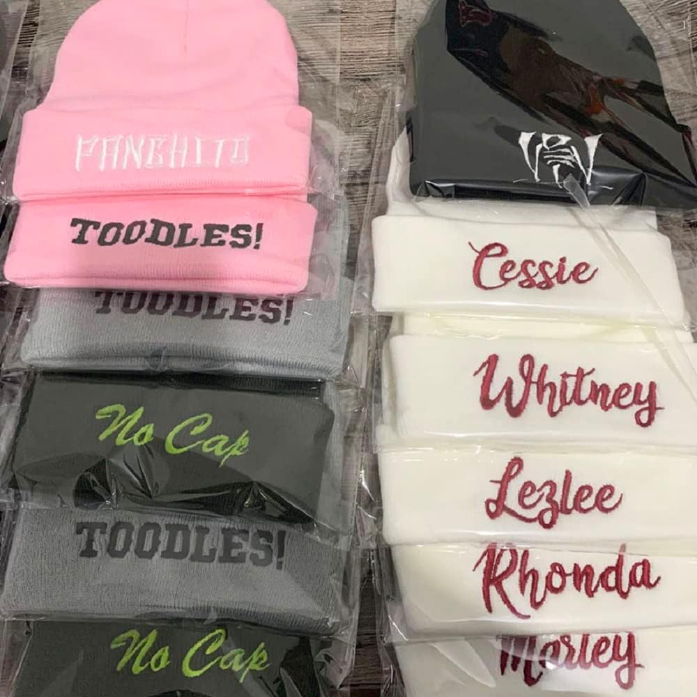 Personalized Custom Beanies Hats with Embroidery Text Logo Name Beanie Hat for Men Women Warm Winter Knit Cuff Beanie Cap Black - Image 5