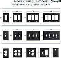 Vista 3 de Placa de pared, cubiertas de salida dúplex, cubierta de interruptor de luz en negro mate - variedad de 13 estilos de placa de salida eléctrica