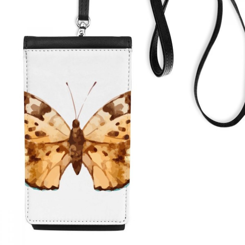 Sac téléphone en cuir papillon et chatain ailes noir pour smartphone